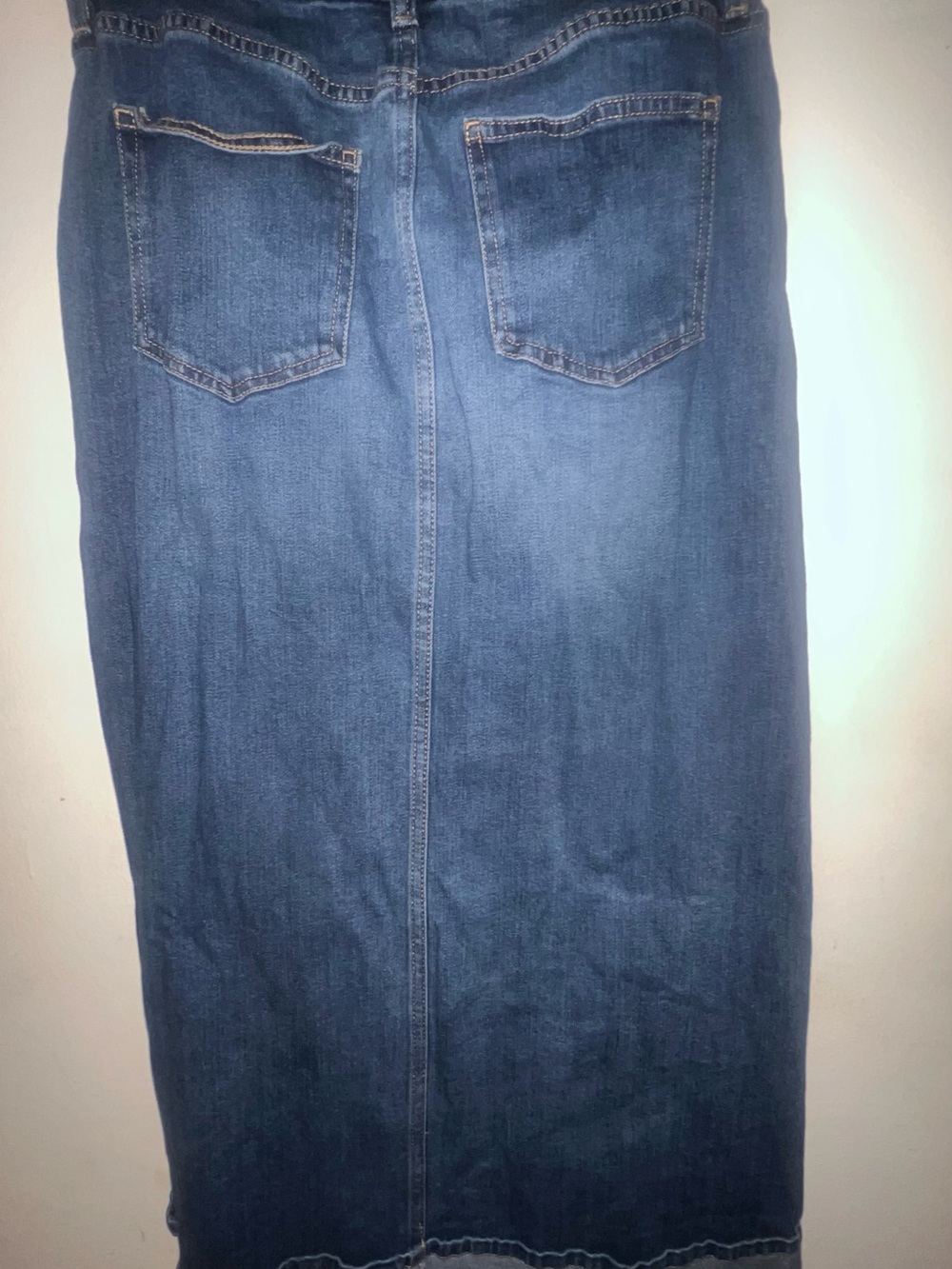 Fashion Nova Dark Blue Denim Midi Skirt
